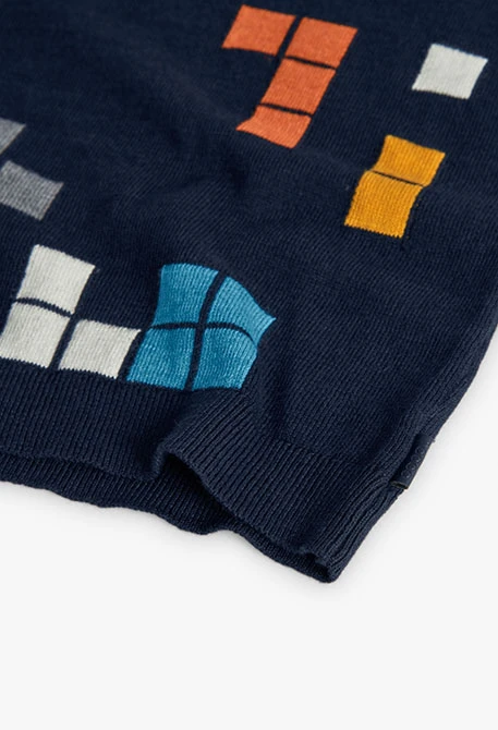 Maglione bambino geometrico blu