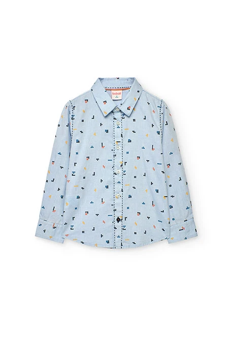 Chemise garçon oxford imprimé bleu