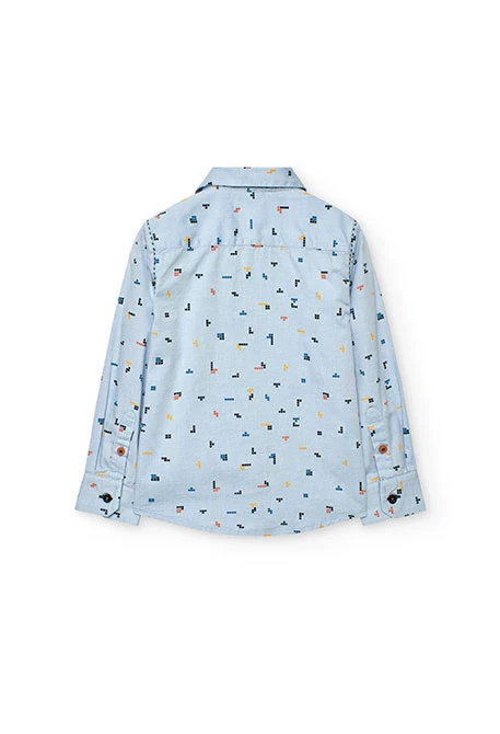 Camisa niño oxford estampado azul