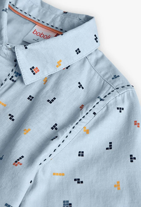Camisa niño oxford estampado azul