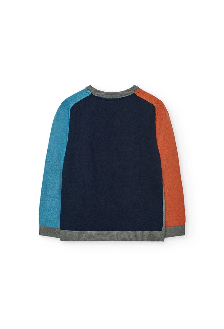 Marineblauer Color-Block-Pullover für Jungen