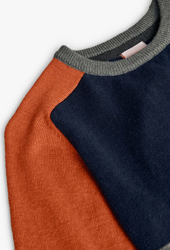 Maglione bambino blu navy a blocchi di colore