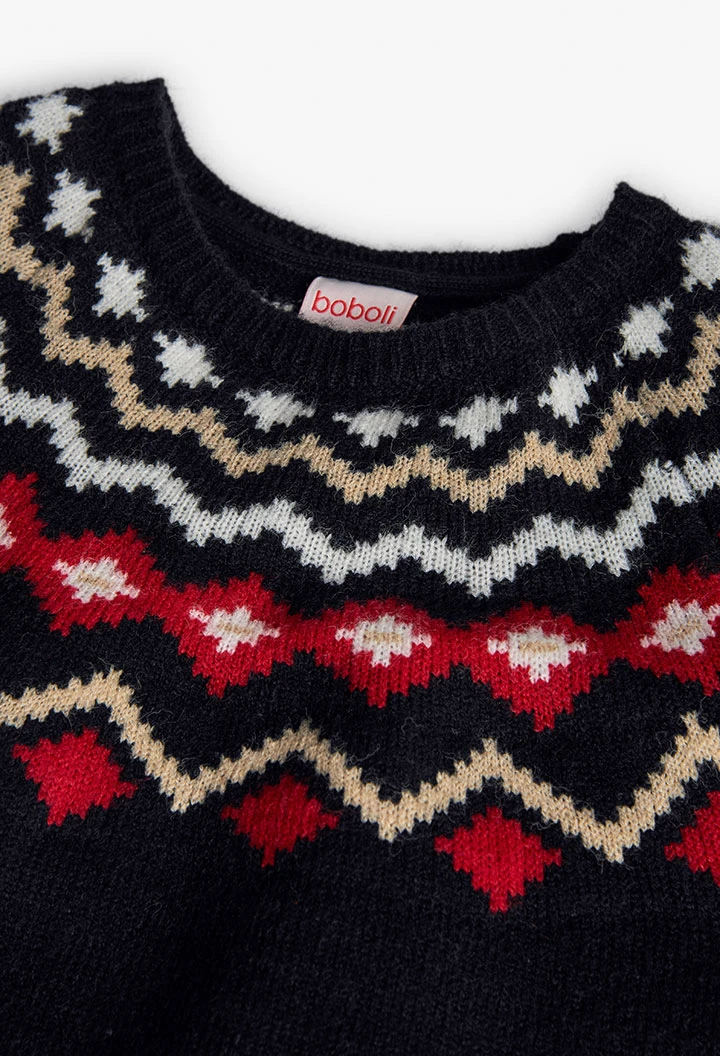 Maglione bambino nero geometrico