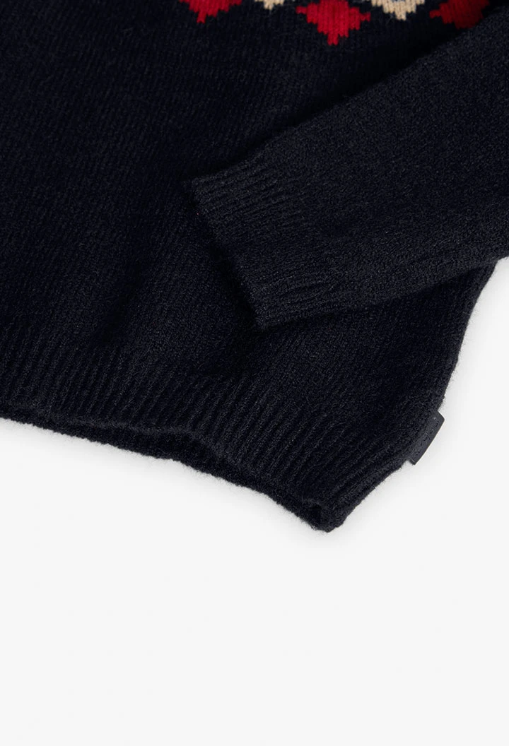 Black geometric boy´s jumper