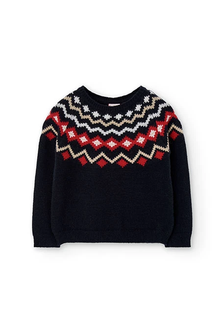 Black geometric boy´s jumper