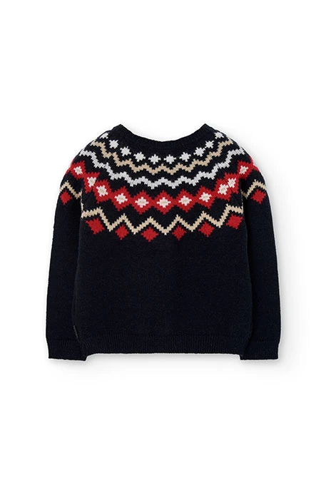 Maglione bambino nero geometrico