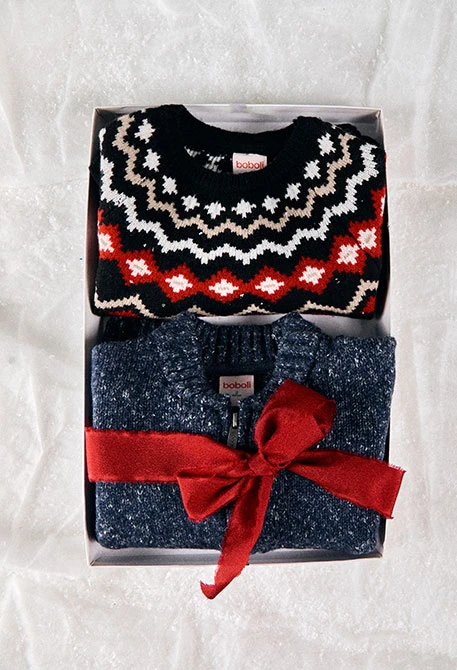 Maglione bambino nero geometrico