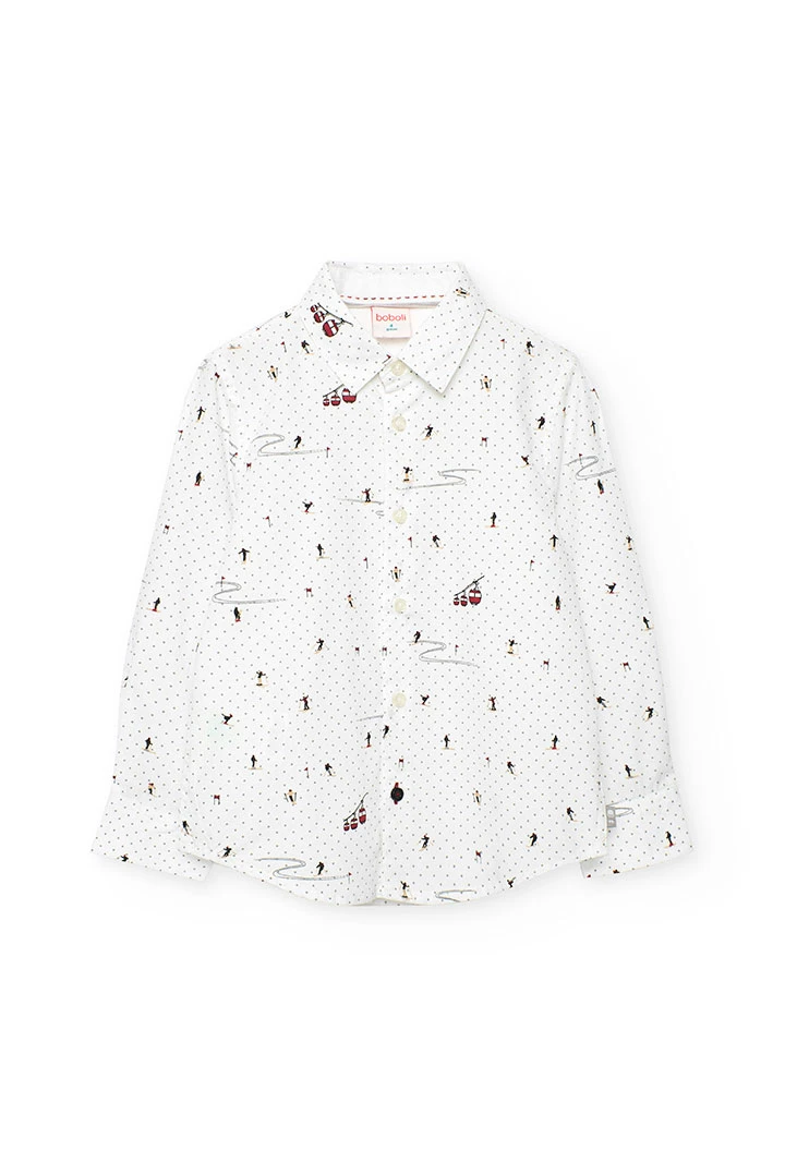 White printed knit shirt for boy