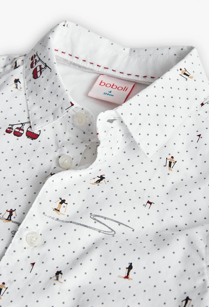 White printed knit shirt for boy