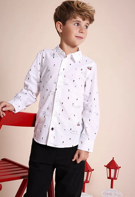 Chemise en maille blanche à imprimé pour garçon