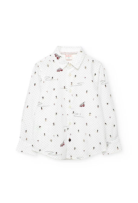 White printed knit shirt for boy