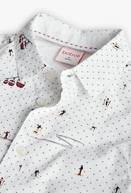 Camisa niño punto blanco estampado