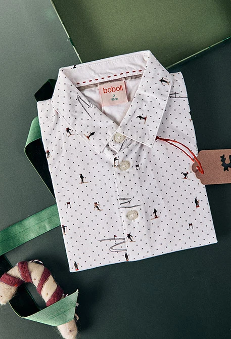 Chemise en maille blanche à imprimé pour garçon