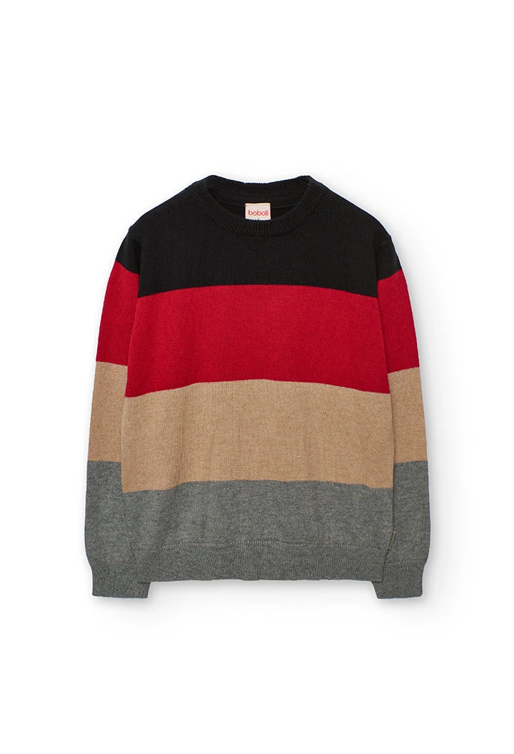 Pull garçon noir rayé