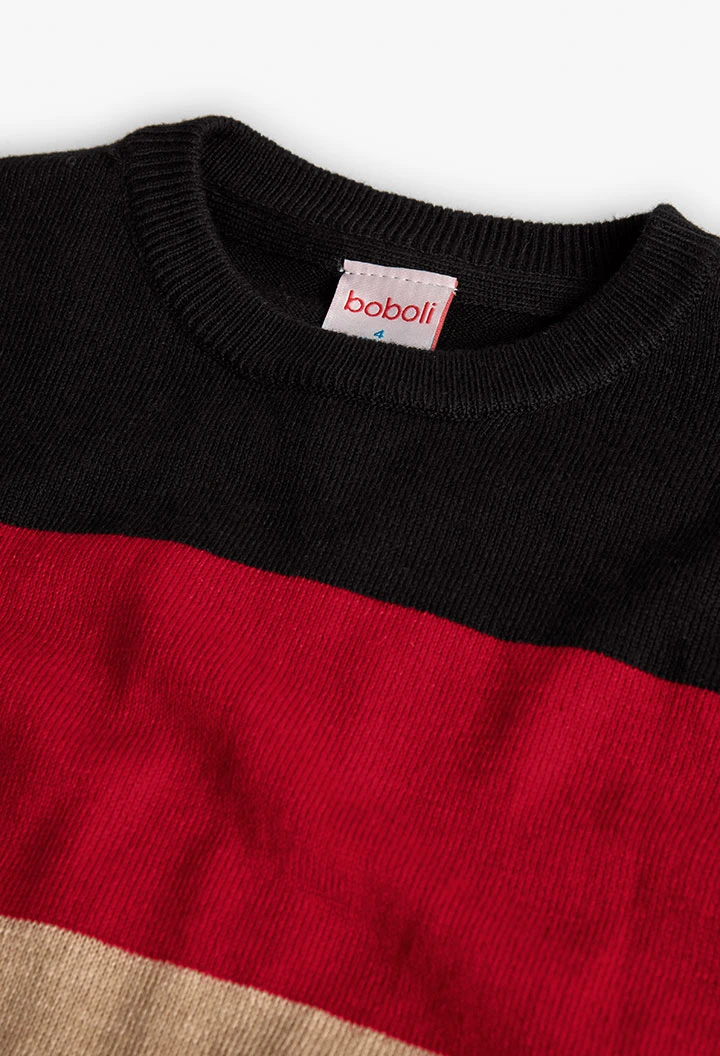 Maglione bambino nero a righe