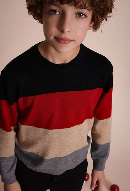 Maglione bambino nero a righe