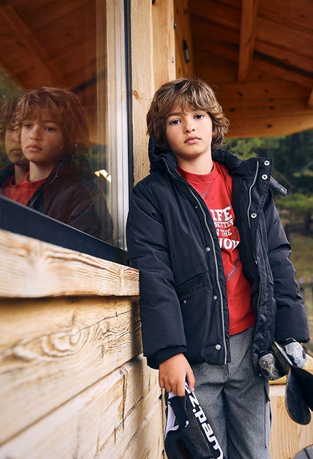 Parka garçon tissu technique noir