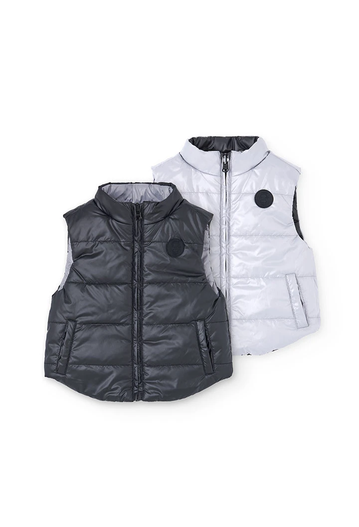 Gilet garçon réversible technique noir