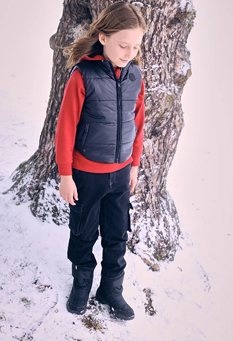 Armilla infantil reversible tècnica negra