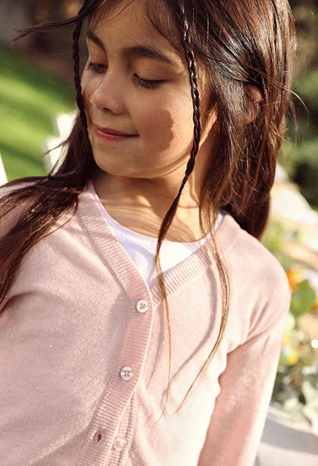 Chaqueta algodón niña rosa claro