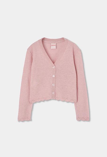 Chaqueta algodón niña rosa claro