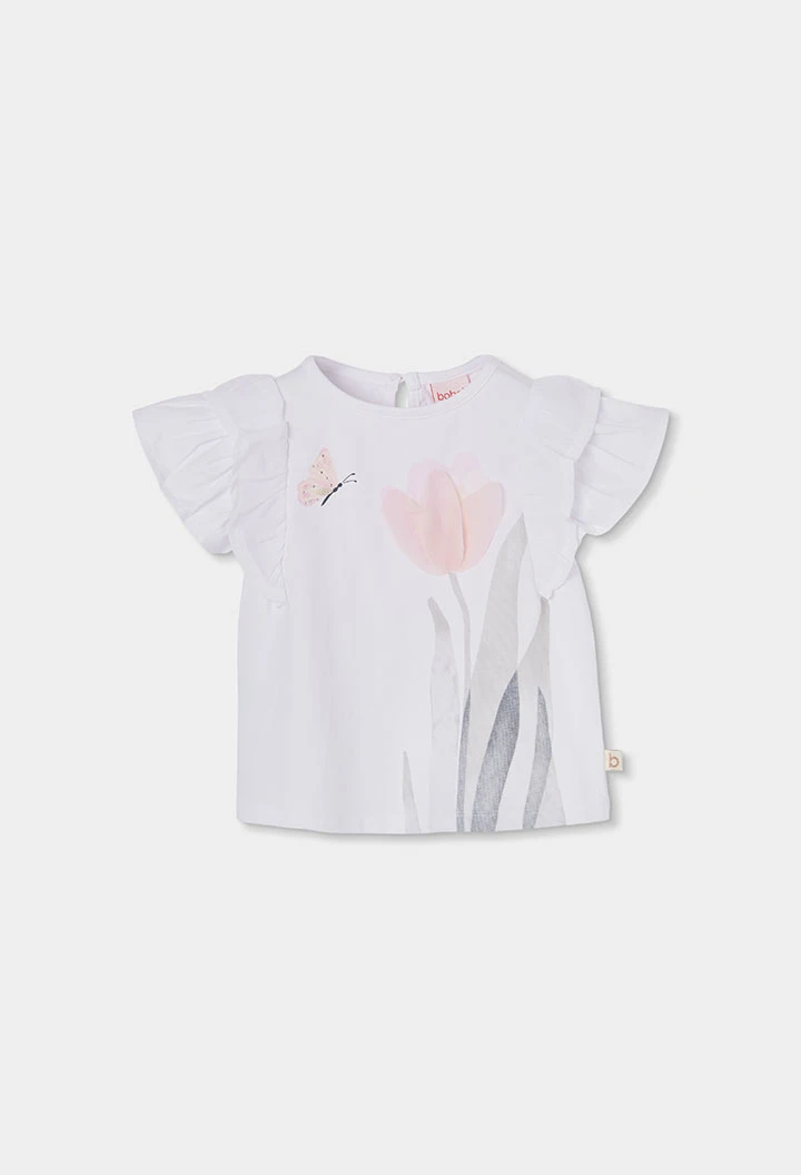 Maglietta di cotone bianca per bambina