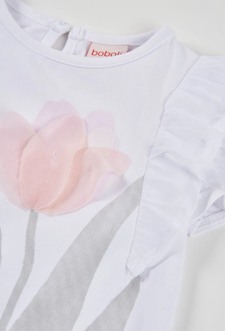 Maglietta di cotone bianca per bambina