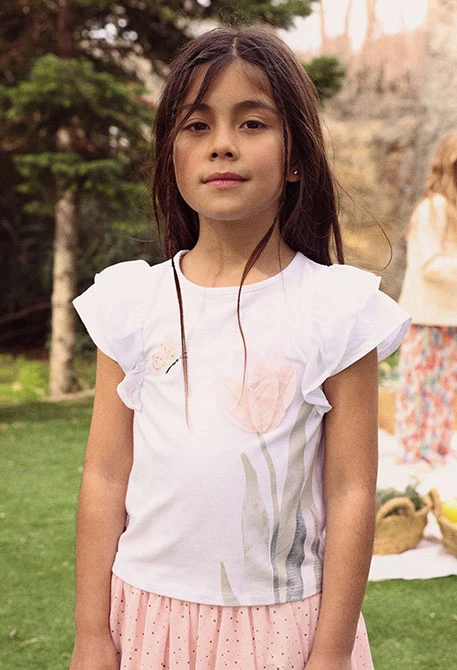 Maglietta di cotone bianca per bambina