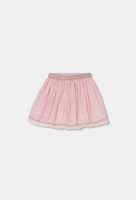 Gonna in chiffon stampato rosa