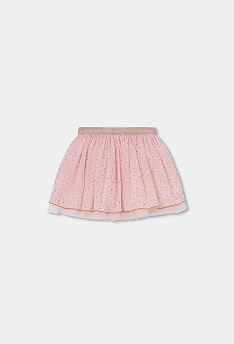 Gonna in chiffon stampato rosa