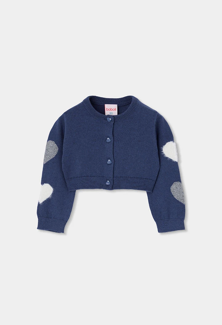 Strickjacke für Mädchen in Blau mit Herzen