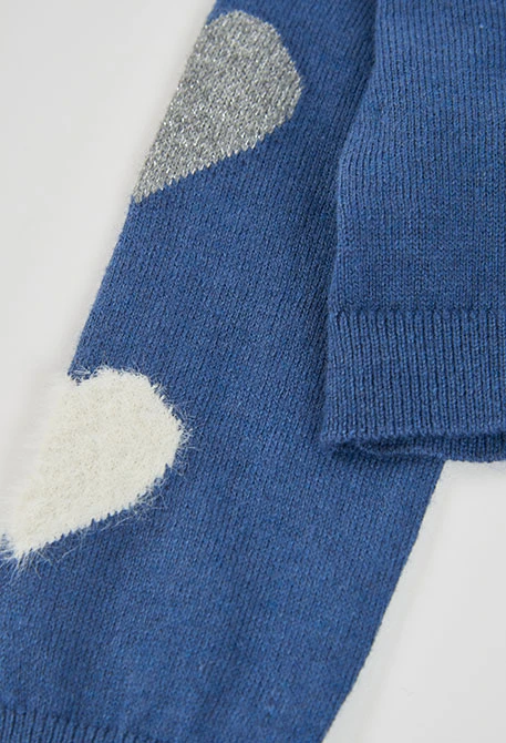 Girl\'s blue knitted jacket with hearts