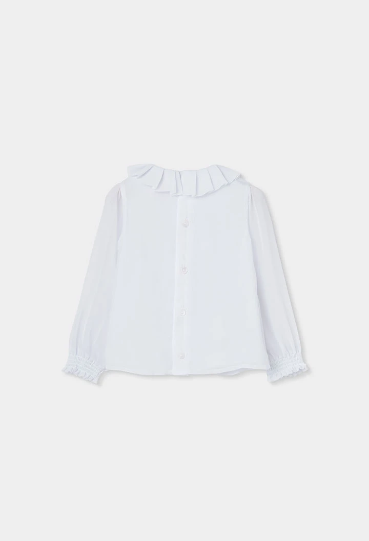 Weiße Bluse mit Rüschenkragen