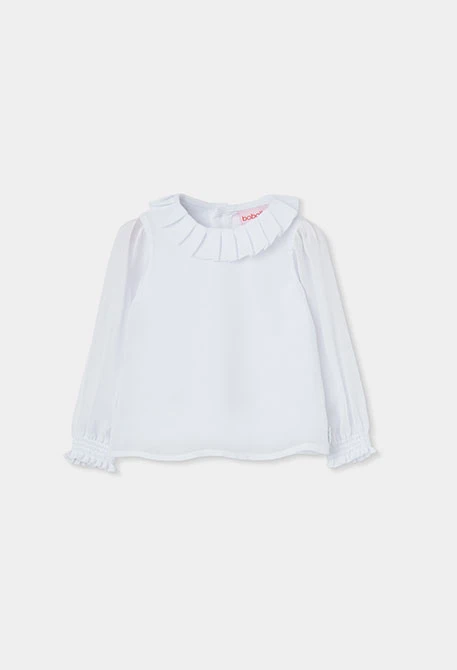 Blusa blanca amb coll de volant