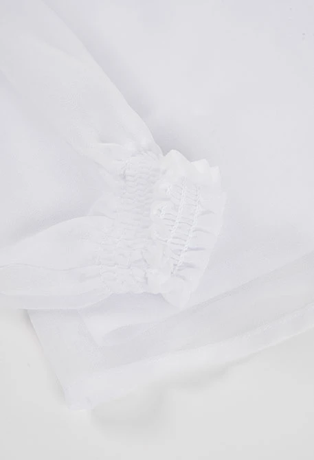 White blouse with frill collar