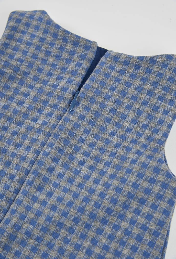 Pichi de punt de quadres blau amb butxaques de cor