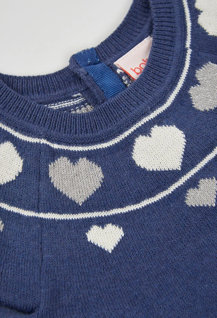 Vestit de punt blau marí amb cors