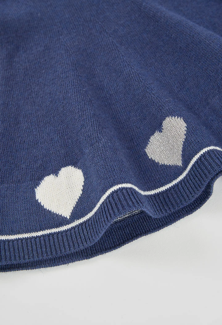 Marineblaues Strickkleid mit Herzen