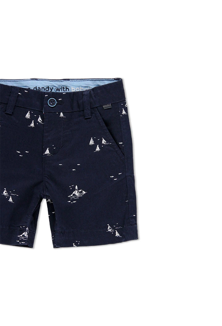 Bermuda en satin élastique "bateaux" pour garçon
