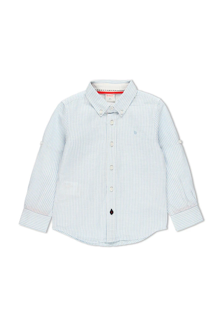 Chemise en lin manche longue à rayures pour garçon