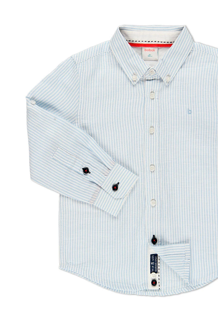 Chemise en lin manche longue à rayures pour garçon
