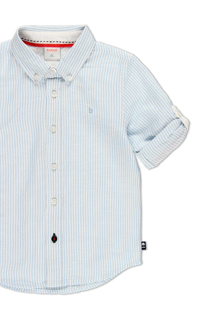 Chemise en lin manche longue à rayures pour garçon