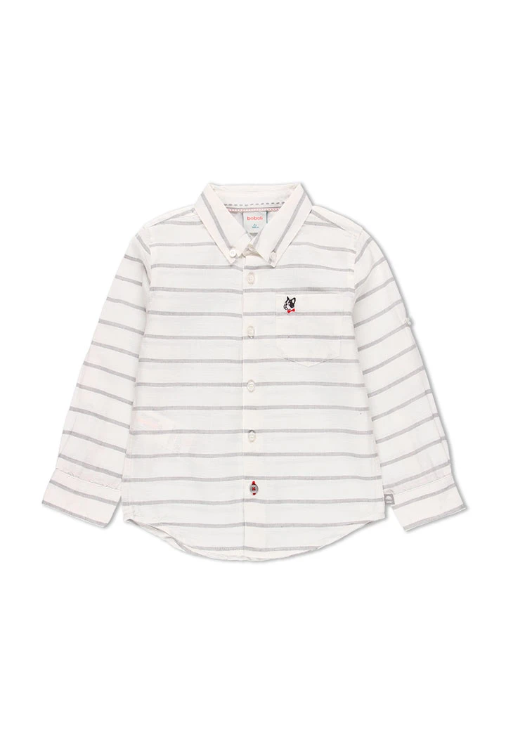 Chemise en lin manche longue à rayures pour garçon