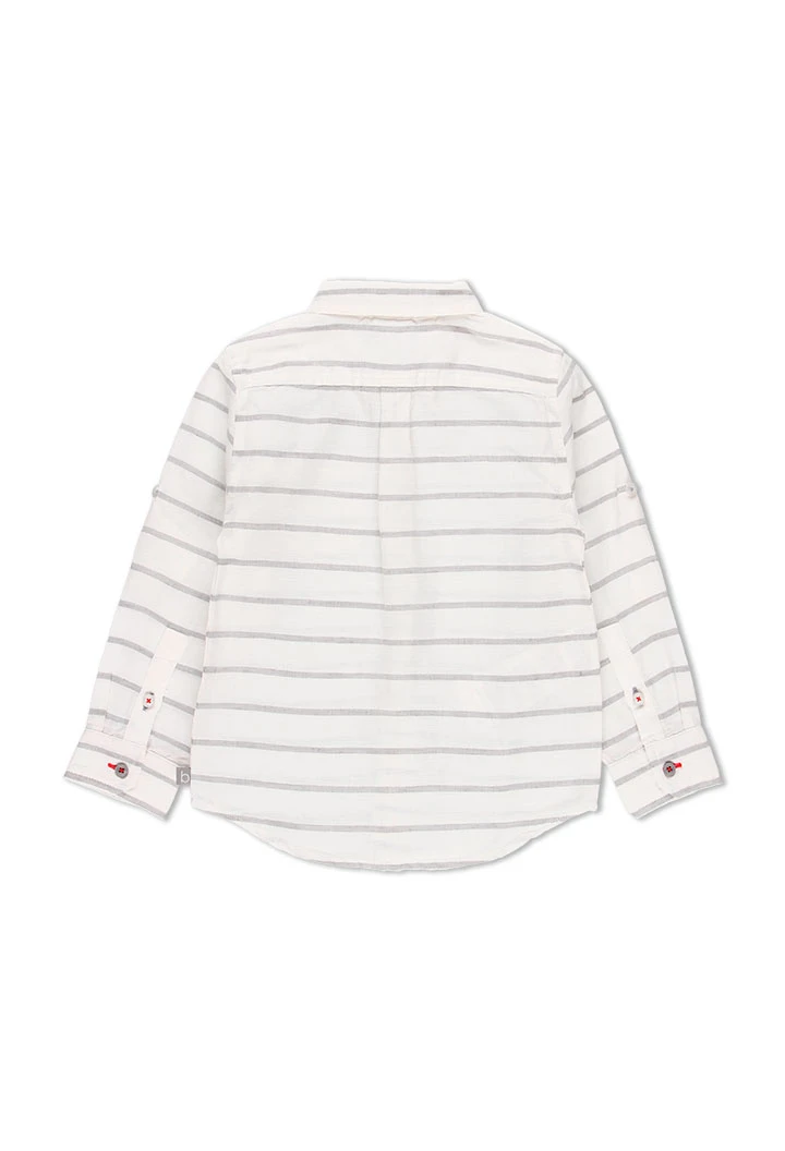 Chemise en lin manche longue à rayures pour garçon