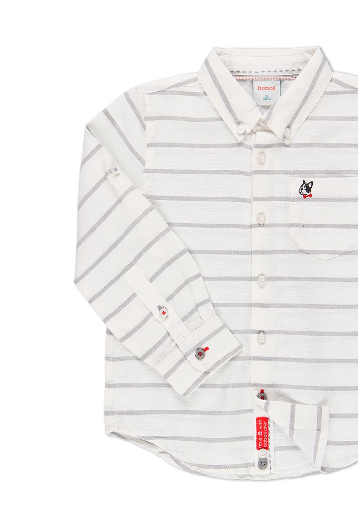 Chemise en lin manche longue à rayures pour garçon