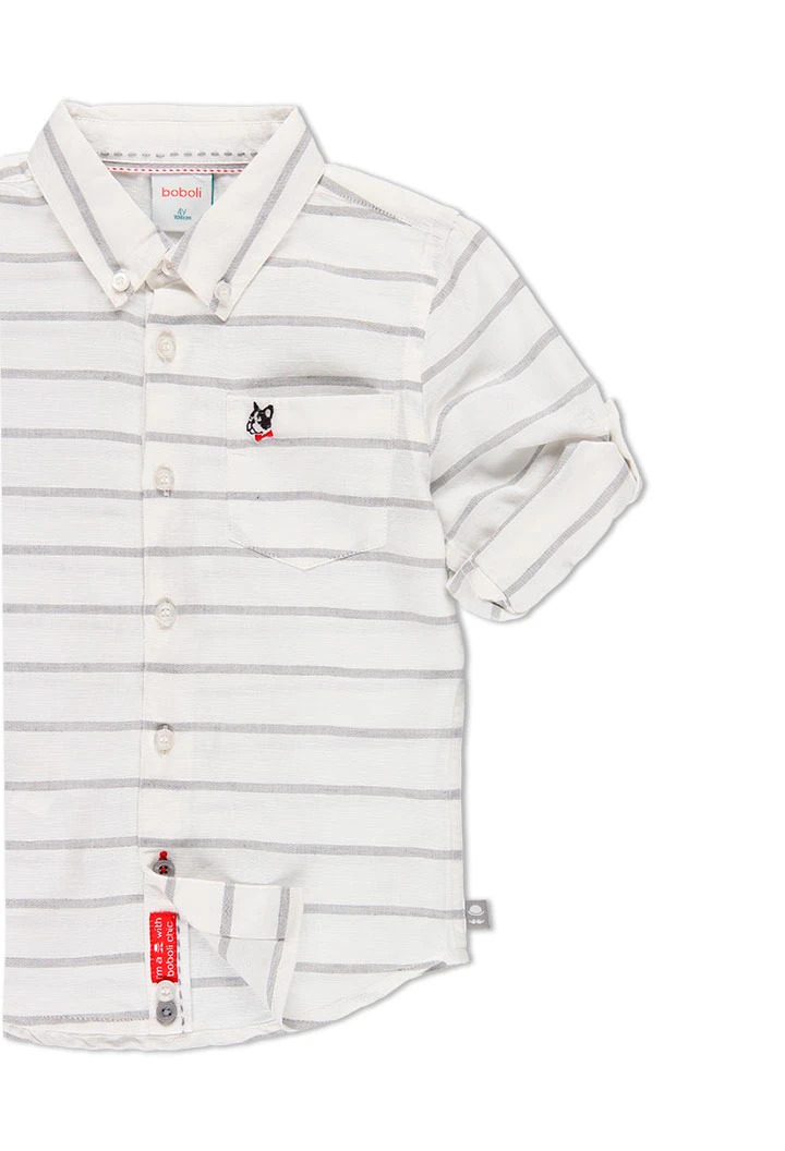 Chemise en lin manche longue à rayures pour garçon