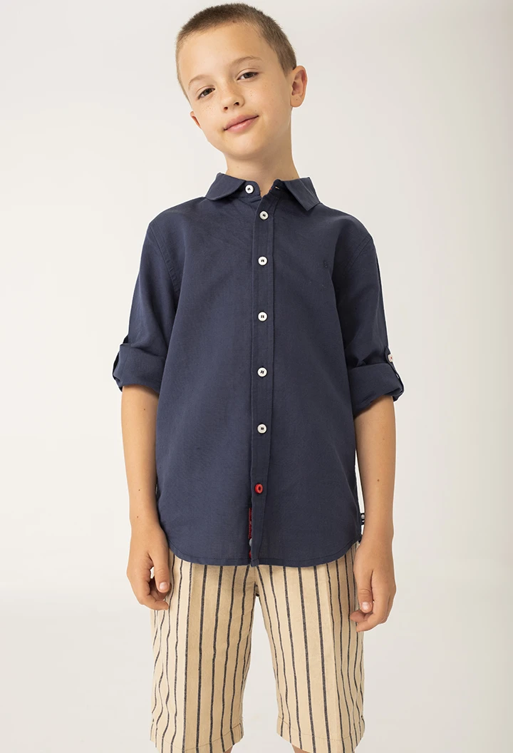 Camisa lino manga larga black de niño