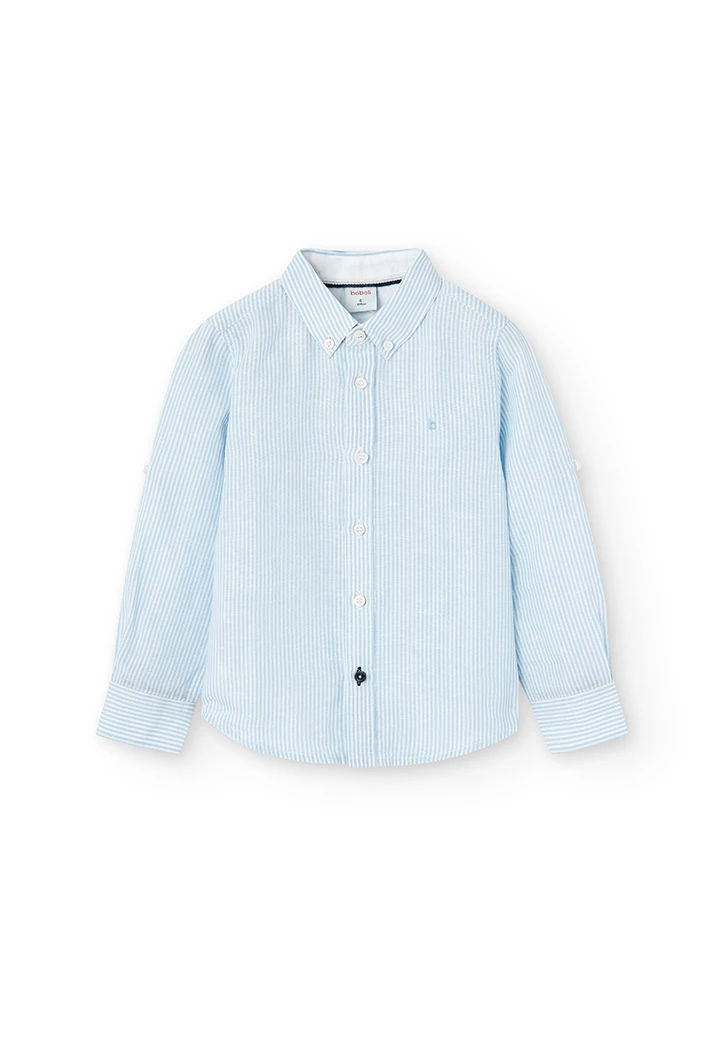 Chemise en lin manche longue à rayures pour garçon