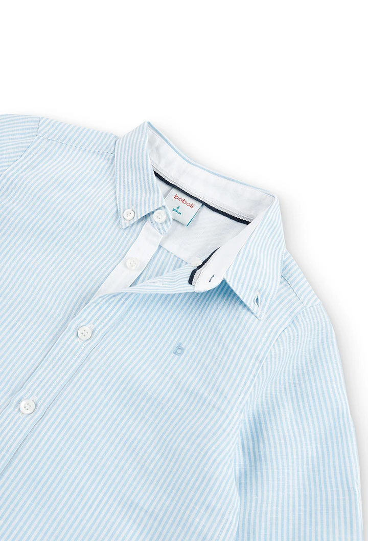 Chemise en lin manche longue à rayures pour garçon
