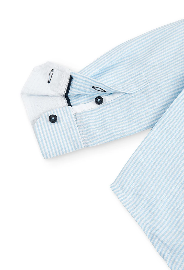 Chemise en lin manche longue à rayures pour garçon